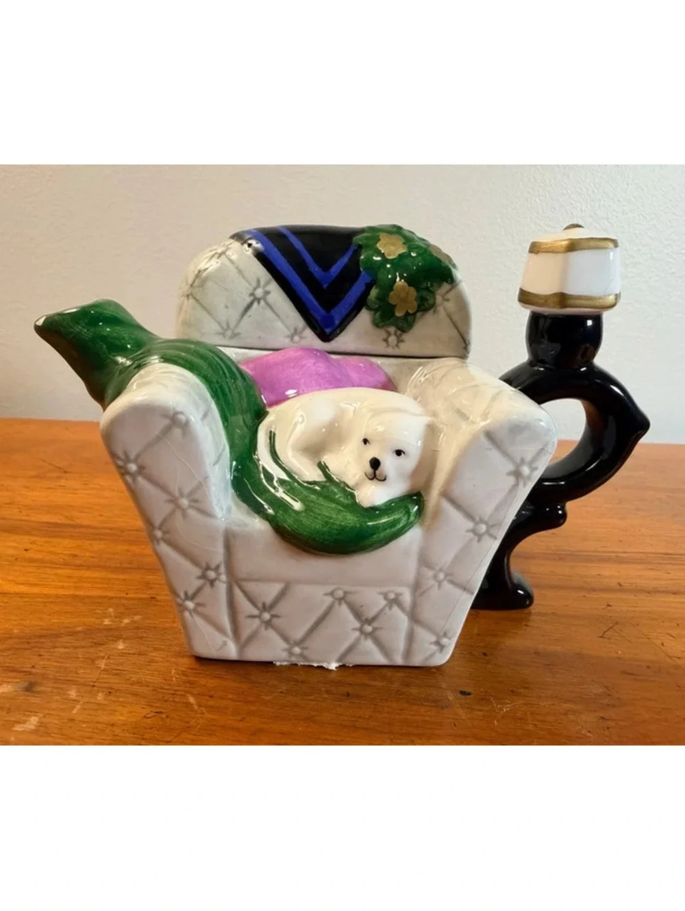 Vintage Ceramic Animal Armchair Teapot with Lid